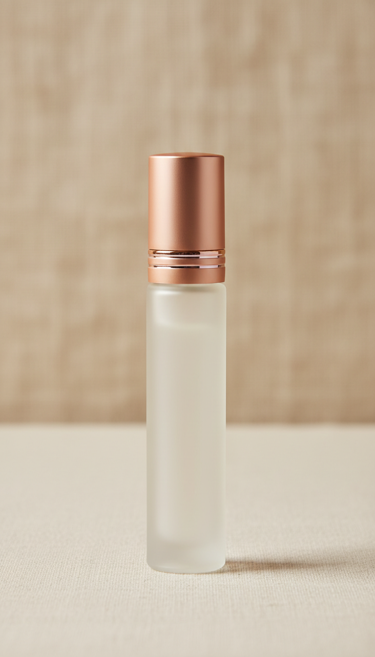 Rose essential oil perfume roller in ivory